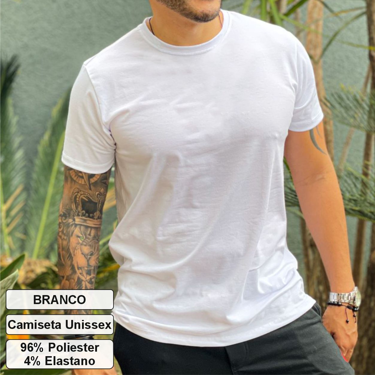 camiseta branco 1 Camiseta Unissex Adulto Poliéster - Imagem 1