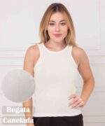 Regata Canelada Poliéster Feminina - Imagem 4