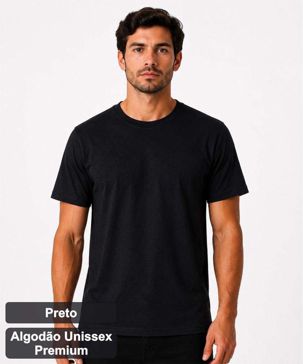 algodao premium preto Camiseta Premium Algodão Unissex - Novidade - Imagem 1